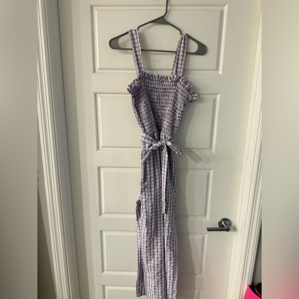 Riley & Rae Purple Checkered Jumpsuit
